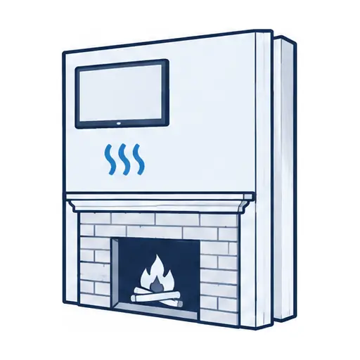 Schematic: a TV above a fireplace